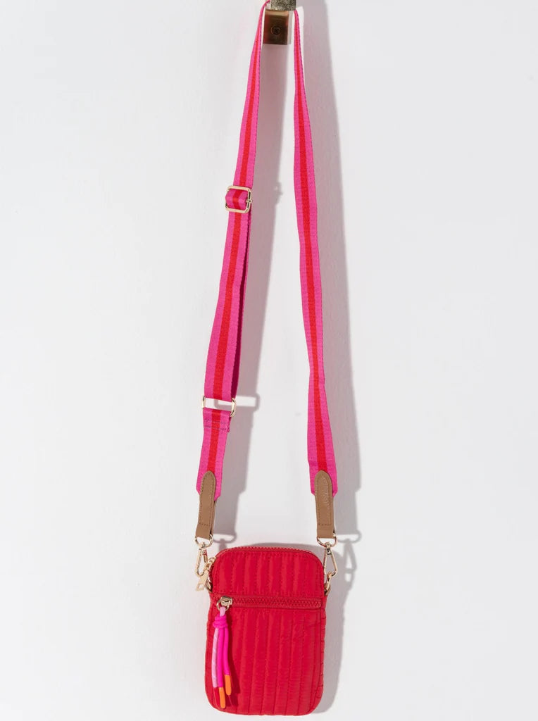 Ezra Quilted Nylon Phone Holder | Red Handbags + Wallets Shiraleah  Paper Skyscraper Gift Shop Charlotte