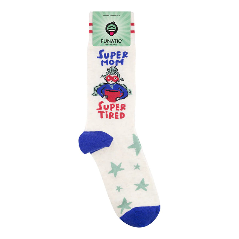 Super Mom. Super Tired. Socks Socks Funatic  Paper Skyscraper Gift Shop Charlotte