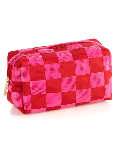 Cara Check Pattern Cosmetic Pouch | Red Handbags + Wallets Shiraleah  Paper Skyscraper Gift Shop Charlotte