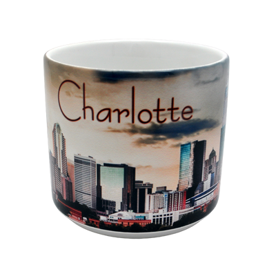14 Oz. Ceramic Mug - Charlotte Skyline At Dusk Mugs My City Souvenirs  Paper Skyscraper Gift Shop Charlotte