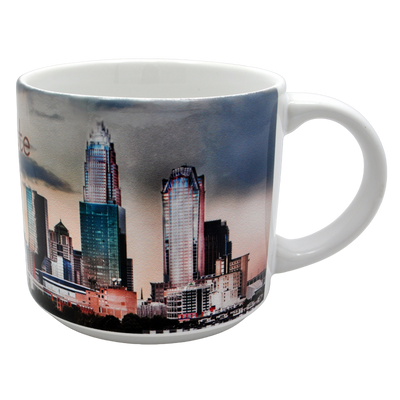 14 Oz. Ceramic Mug - Charlotte Skyline At Dusk Mugs My City Souvenirs  Paper Skyscraper Gift Shop Charlotte