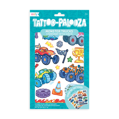 Tattoo-Palooza Temporary Tattoos - Monster Truck | 3 Sheets  OOLY  Paper Skyscraper Gift Shop Charlotte