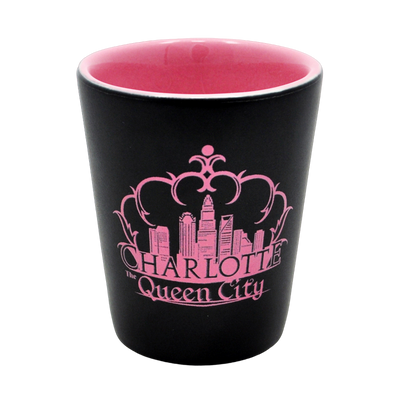 2 Oz. Ceramic Shot - Charlotte Crown Skyline Pink GIFT My City Souvenirs  Paper Skyscraper Gift Shop Charlotte