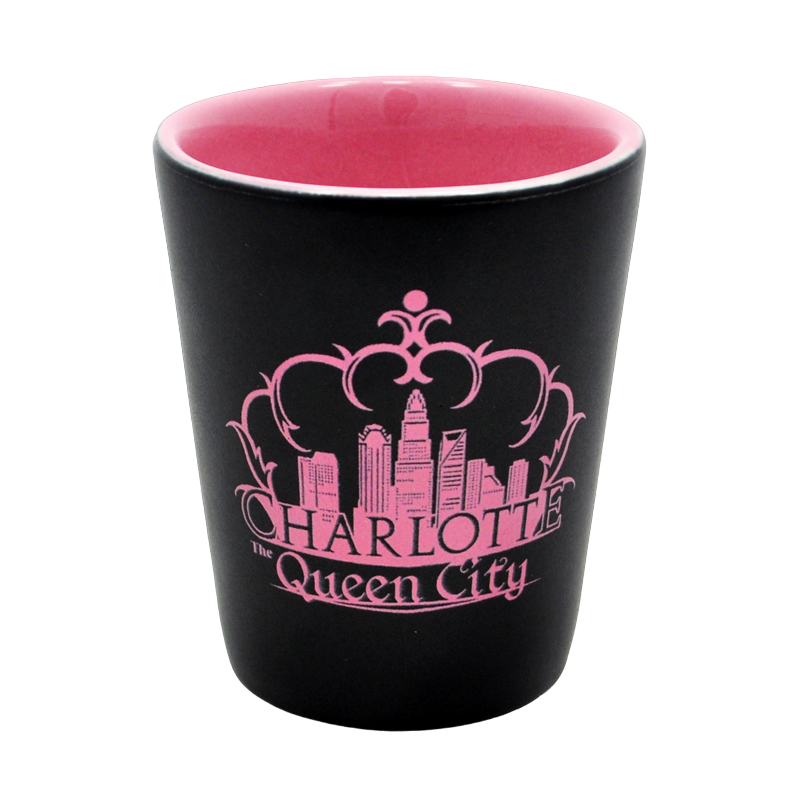 2 Oz. Ceramic Shot - Charlotte Crown Skyline Pink GIFT My City Souvenirs  Paper Skyscraper Gift Shop Charlotte