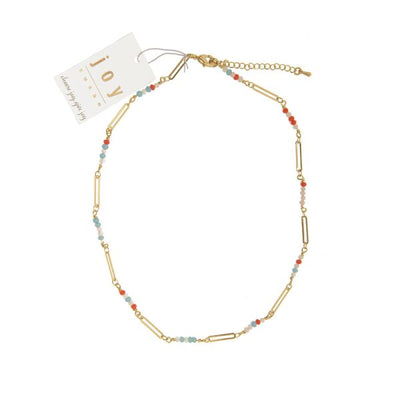 Turquoise + Coral Beaded Gold Necklace Accessories Joy Susan  Paper Skyscraper Gift Shop Charlotte