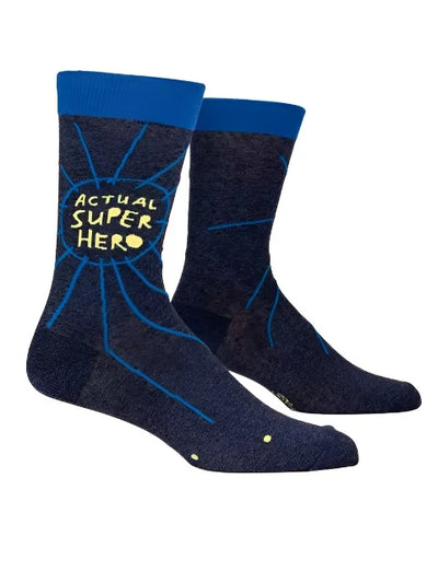 Actual Superhero Men's Socks Socks Blue Q  Paper Skyscraper Gift Shop Charlotte