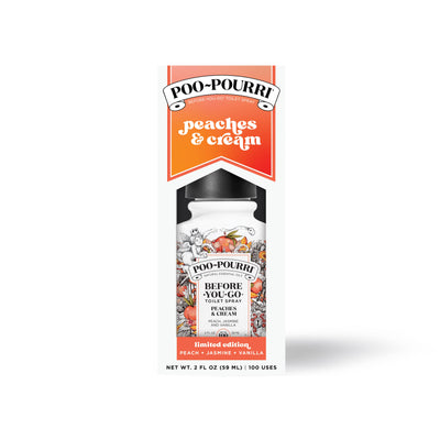 Poo~Pourri Peaches & Cream Toilet Spray 2oz boxed  Poo-Pourri  Paper Skyscraper Gift Shop Charlotte