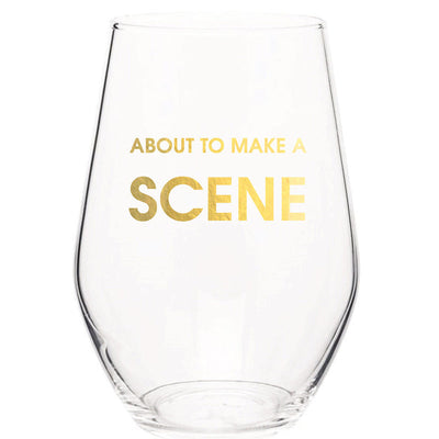 About to Make A Scene - Gold Foil Wine Glass Cards Chez Gagné  Paper Skyscraper Gift Shop Charlotte