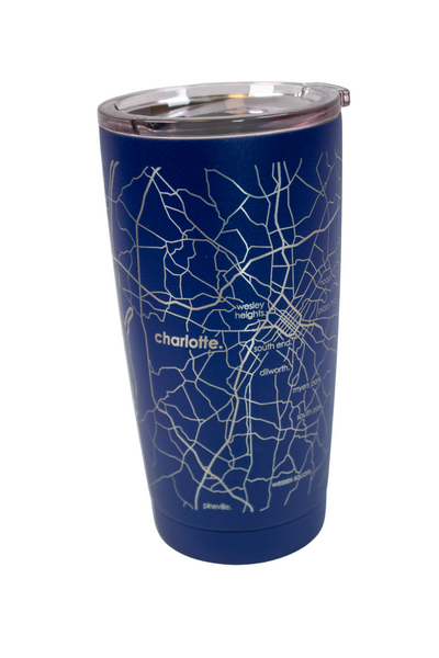 Charlotte Map Insulated Pint Tumbler Midnight Blue Glasswear Well Told  Paper Skyscraper Gift Shop Charlotte