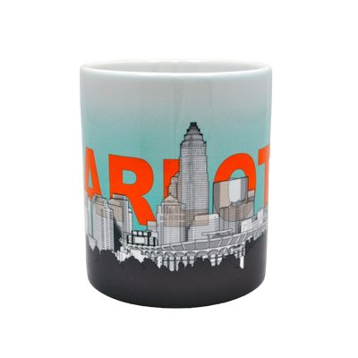 11 Oz. Ceramic Mug - Charlotte Skyline Sketch Mugs My City Souvenirs  Paper Skyscraper Gift Shop Charlotte