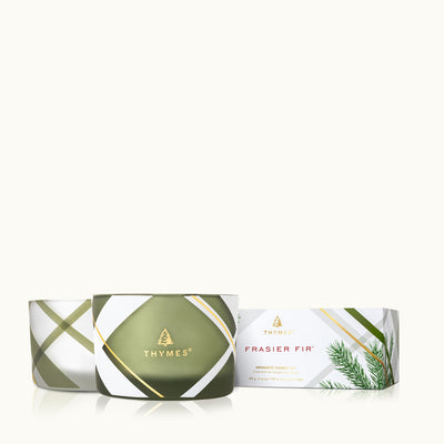 Frasier Fir - Frosted Plaid Poured Candle Set Holiday Thymes  Paper Skyscraper Gift Shop Charlotte