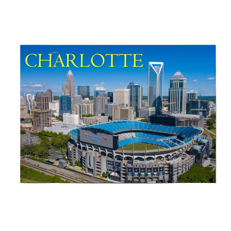 Horizontal Metal Magnet - Charlotte NC Aerial View Magnets My City Souvenirs  Paper Skyscraper Gift Shop Charlotte