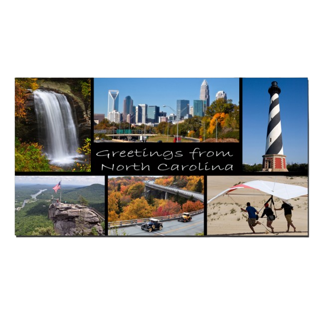 Horizontal Metal Magnet - Greetings from North Carolina Photo Collage Magnets My City Souvenirs  Paper Skyscraper Gift Shop Charlotte