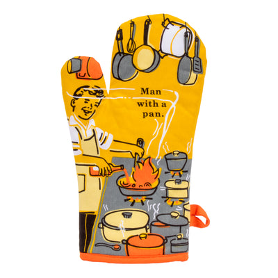 Oven Mitt - Man With A Pan Oven Mitts Blue Q  Paper Skyscraper Gift Shop Charlotte
