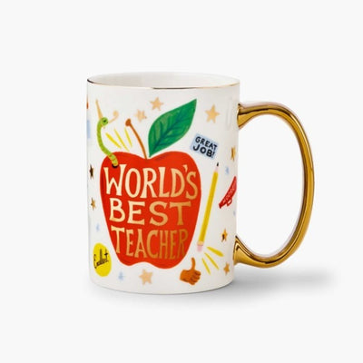 World's Best Teacher Porcelain Mug Mugs Rifle Paper Co  Paper Skyscraper Gift Shop Charlotte