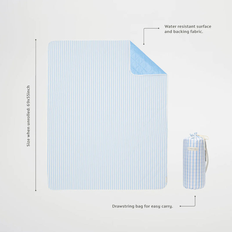 Le Weekend Beach and Picnic Blanket | Mid Blue-Cream Summer Sunnylife  Paper Skyscraper Gift Shop Charlotte