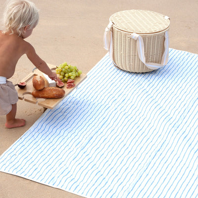 Le Weekend Beach and Picnic Blanket | Mid Blue-Cream Summer Sunnylife  Paper Skyscraper Gift Shop Charlotte