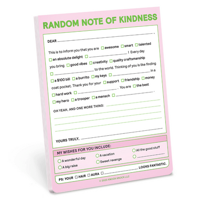 Random Note of Kindness Nifty Note Pad | Pastel Notepads Knock Knock  Paper Skyscraper Gift Shop Charlotte