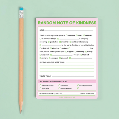 Random Note of Kindness Nifty Note Pad | Pastel Notepads Knock Knock  Paper Skyscraper Gift Shop Charlotte