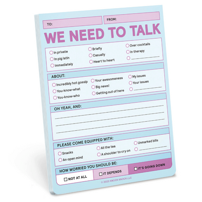 We Need To Talk Nifty Note Pad | Pastel Notepads Knock Knock  Paper Skyscraper Gift Shop Charlotte