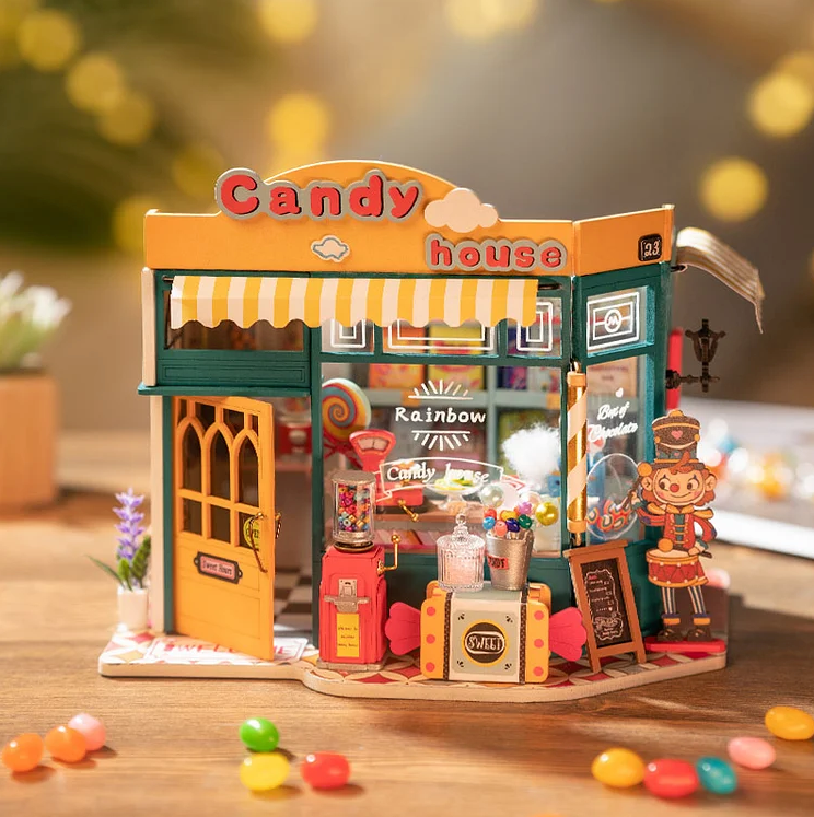 Rainbow Candy DIY Miniature House Arts & Crafts Robotime  Paper Skyscraper Gift Shop Charlotte