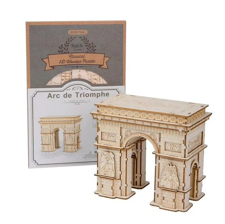 Arc de Triomphe Wooden 3D Puzzle Arts & Crafts Robotime  Paper Skyscraper Gift Shop Charlotte