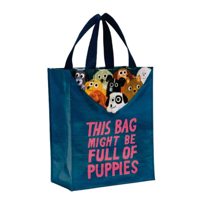 This Bag Might Be Full of Puppies Handy Tote Totes Blue Q  Paper Skyscraper Gift Shop Charlotte