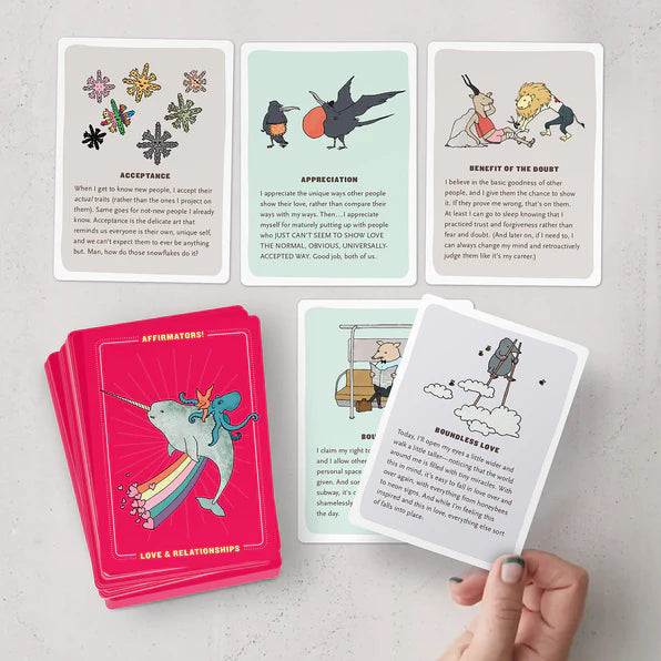 Affirmators! Love & Relationships: 50 Affirmation Cards to Help You Help Yourself--without the Self-Helpy Ness!  Knock Knock  Paper Skyscraper Gift Shop Charlotte