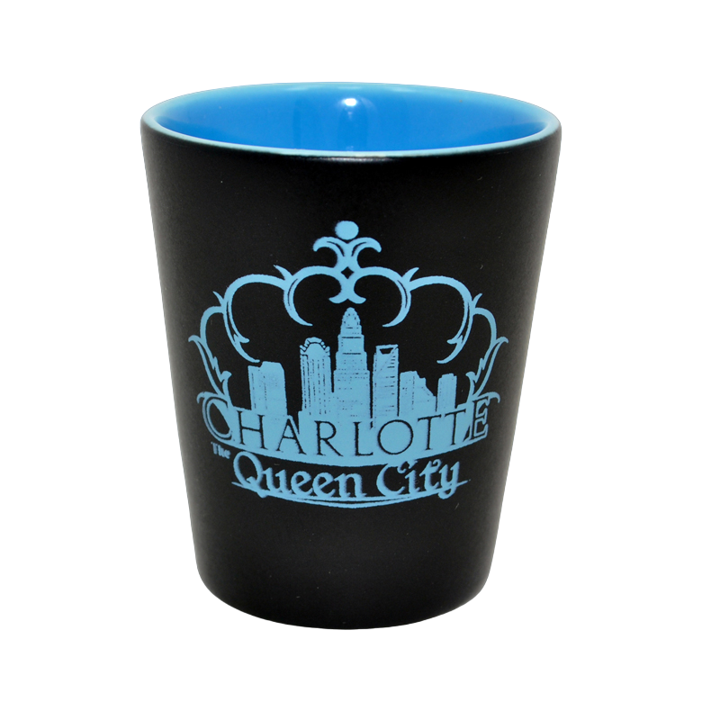 2 Oz. Ceramic Shot - Charlotte Crown Skyline Blue GIFT My City Souvenirs  Paper Skyscraper Gift Shop Charlotte