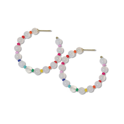 Angela White + Rainbow Round Stone Hoop Earrings Jewelry ink + alloy  Paper Skyscraper Gift Shop Charlotte