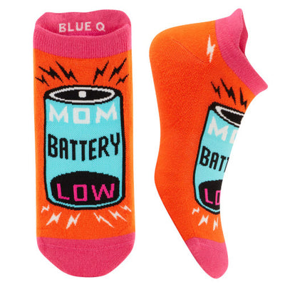 Mom Battery Sneaker Socks | L/XL Socks Blue Q  Paper Skyscraper Gift Shop Charlotte