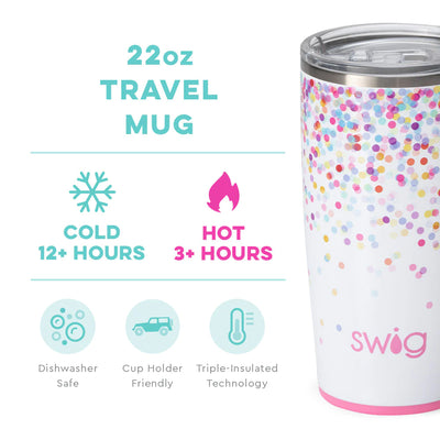 22 oz. Travel Mug | Confetti Drinkware Swig  Paper Skyscraper Gift Shop Charlotte