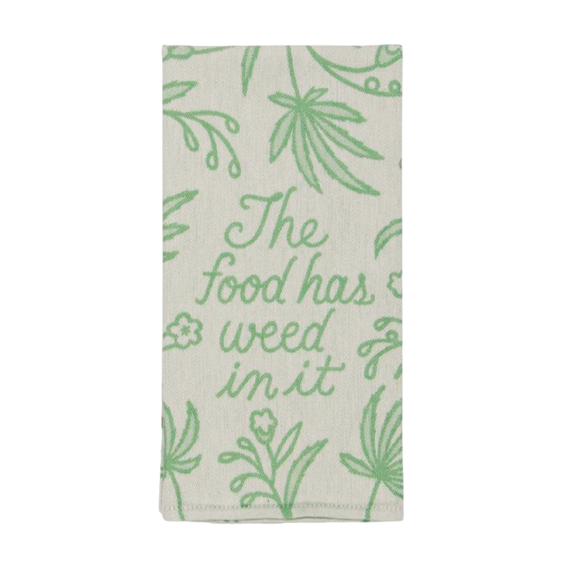 Dish Towel | The Food Has Weed In It Dish Towels Blue Q  Paper Skyscraper Gift Shop Charlotte