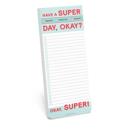 Have a Super Day Make-a-List Pad  Knock Knock  Paper Skyscraper Gift Shop Charlotte