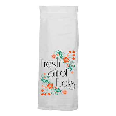 Fresh Out of F*cks | Dish Towel Dish Towels Twisted Wares  Paper Skyscraper Gift Shop Charlotte