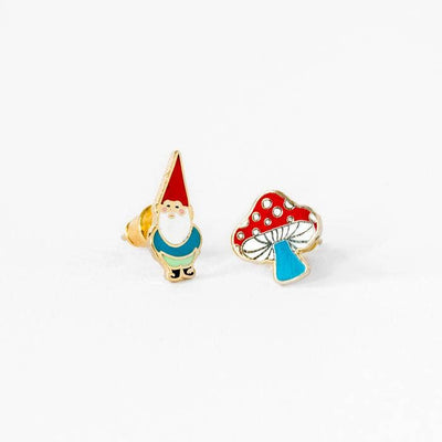 Gnome And Mushroom Earrings Jewelry Yellow Owl Workshop  Paper Skyscraper Gift Shop Charlotte