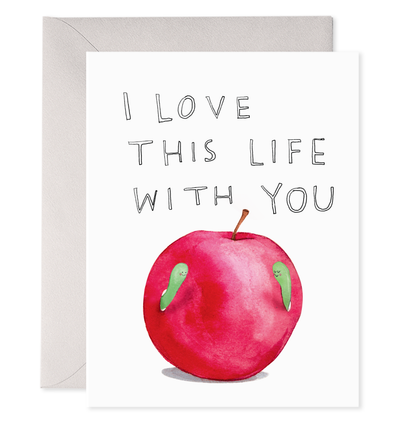 Happy Worms | Apple Anniversary & Love Greeting Card  E Frances Paper Inc  Paper Skyscraper Gift Shop Charlotte