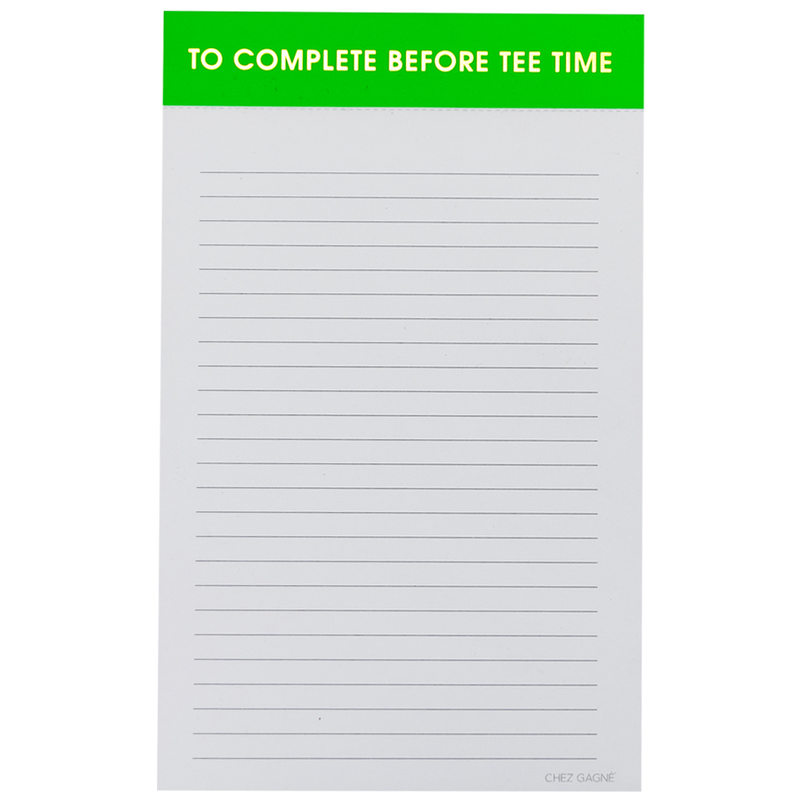 "To Complete Before Tee Time" Notepad - Bright Green  Chez Gagné  Paper Skyscraper Gift Shop Charlotte
