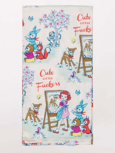 Dish Towel | Cute Little Fuckers dishtowel Blue Q  Paper Skyscraper Gift Shop Charlotte
