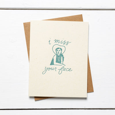 "i miss your face" Greeting Card  Jenni Earle  Paper Skyscraper Gift Shop Charlotte