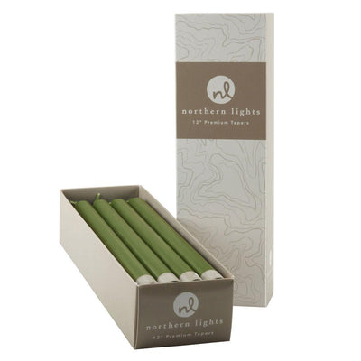 12" Tapers - Moss Green Candles Northern Lights Candles  Paper Skyscraper Gift Shop Charlotte