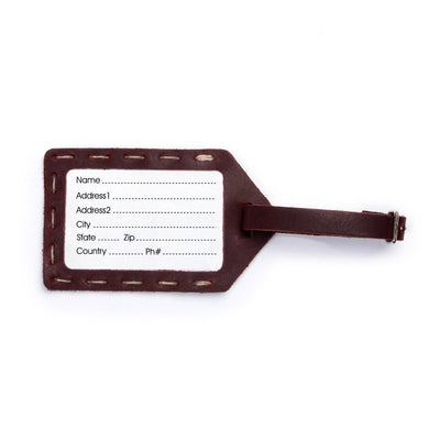 Leather Luggage Tag: Burgundy / Hand Sewn  Rustico  Paper Skyscraper Gift Shop Charlotte