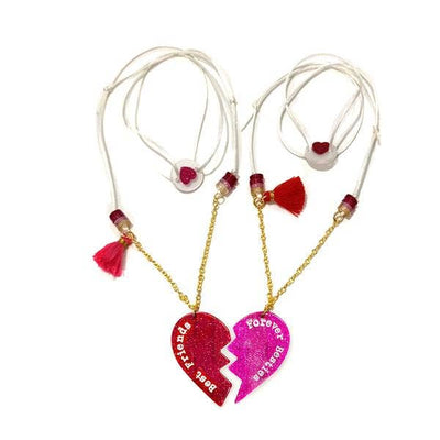 VAL-Heart Split Glitter Necklace set/2  Lilies & Roses NY  Paper Skyscraper Gift Shop Charlotte