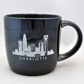 Lustre Ceramic Mug 14oz. Black - Charlotte Sky Mugs My City Souvenirs  Paper Skyscraper Gift Shop Charlotte