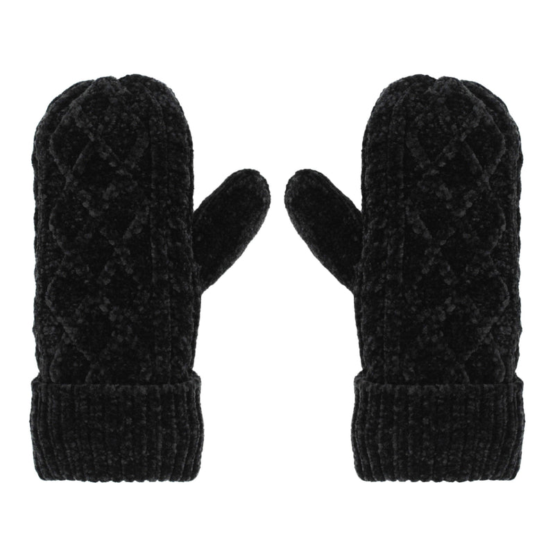 Mittens | Black Chenille | Cable Knit Gloves PUDUS  Paper Skyscraper Gift Shop Charlotte