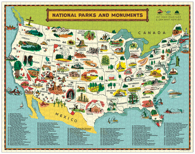 1,000 Piece Jigsaw Puzzle | National Parks Map Jigsaw Puzzles Cavallini Papers & Co., Inc.  Paper Skyscraper Gift Shop Charlotte