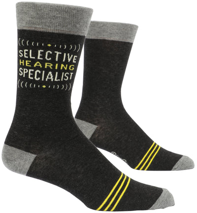 Men's Socks - Selective Hearing Specialist Socks Blue Q  Paper Skyscraper Gift Shop Charlotte