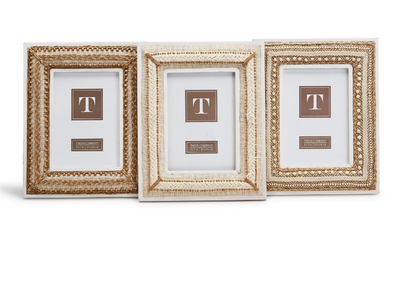 Natural Beaded White Washed Frame | 5x7 Home Decor Two's Company  Paper Skyscraper Gift Shop Charlotte