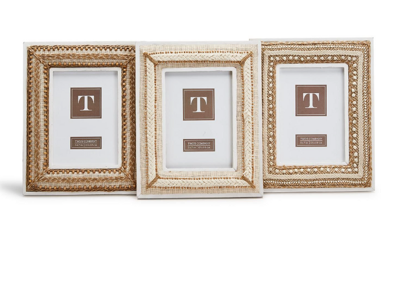 Natural Beaded White Washed Frame | 5x7 Home Decor Two&