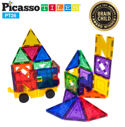 PicassoTiles 26pcs Inspirational Magnetic Tile Expansion Set Kids Learning Picasso Tiles  Paper Skyscraper Gift Shop Charlotte